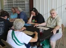 members enjoying bingo